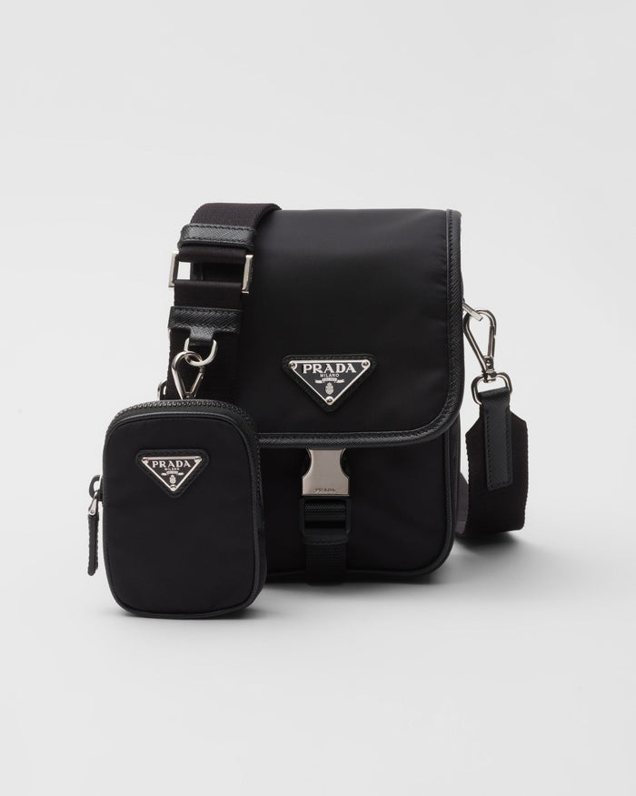 Sac porté épaule en Re-Nylon et cuir Saffiano