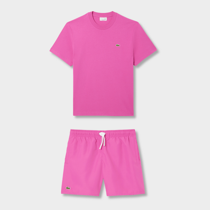 Ensemble short/t-shirt Lacoste Rose vif