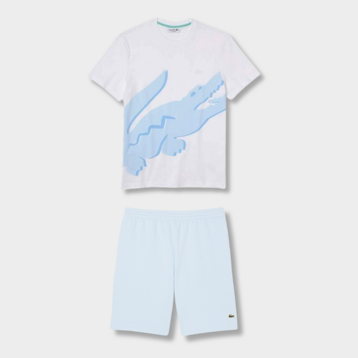 Ensemble short/t-shirt Lacoste Bleu et blanc