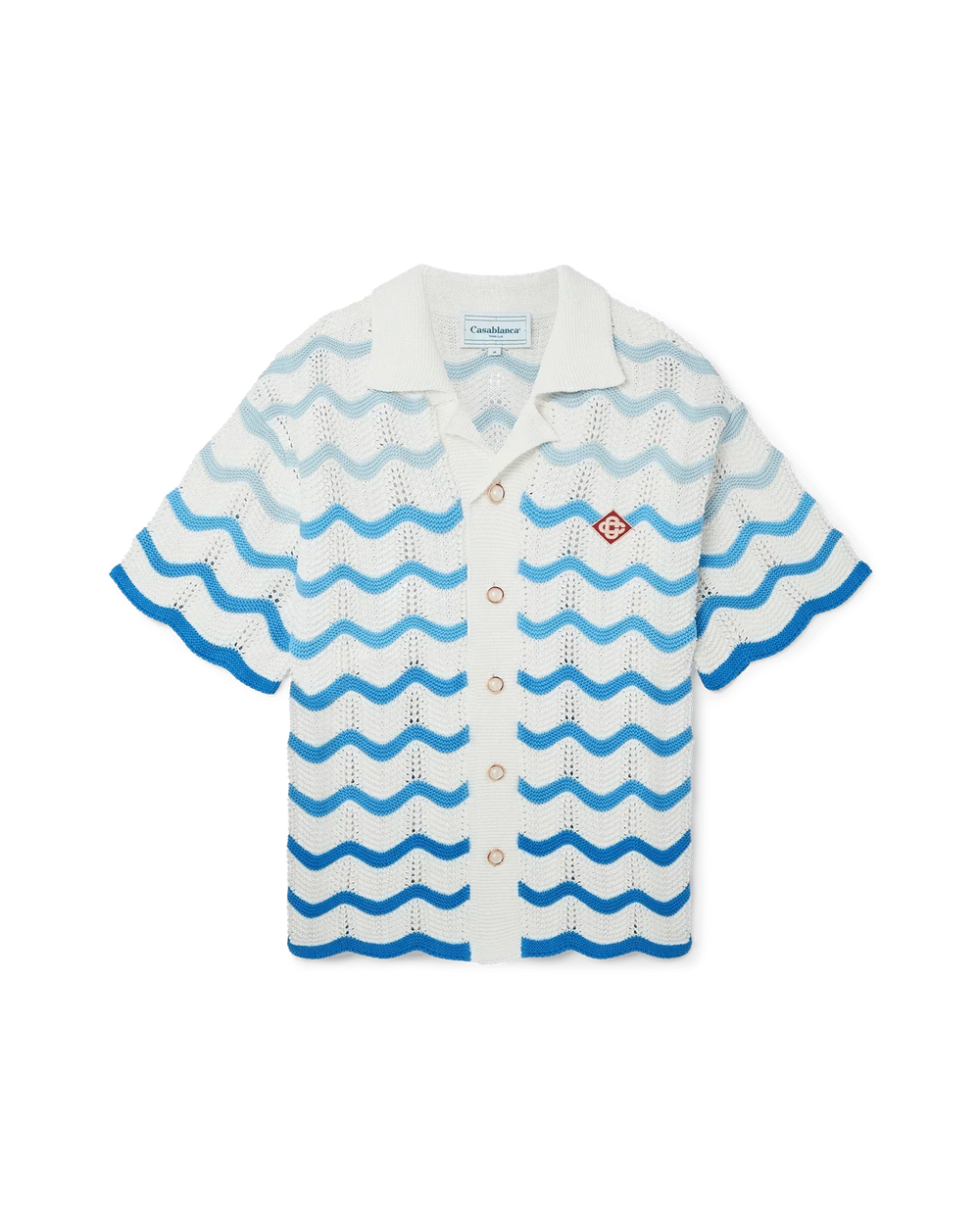 Wavy Gradient Crochet Shirt 2 Blanc - photo 1/6 - UrbanDrip