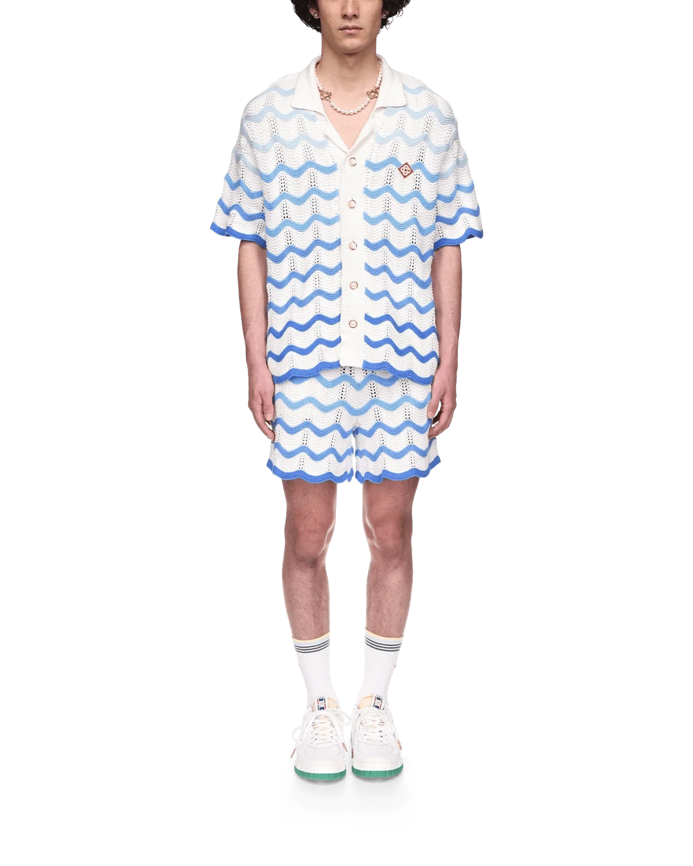 Wavy Gradient Crochet Shirt 2 Blanc - photo 2/6 - UrbanDrip