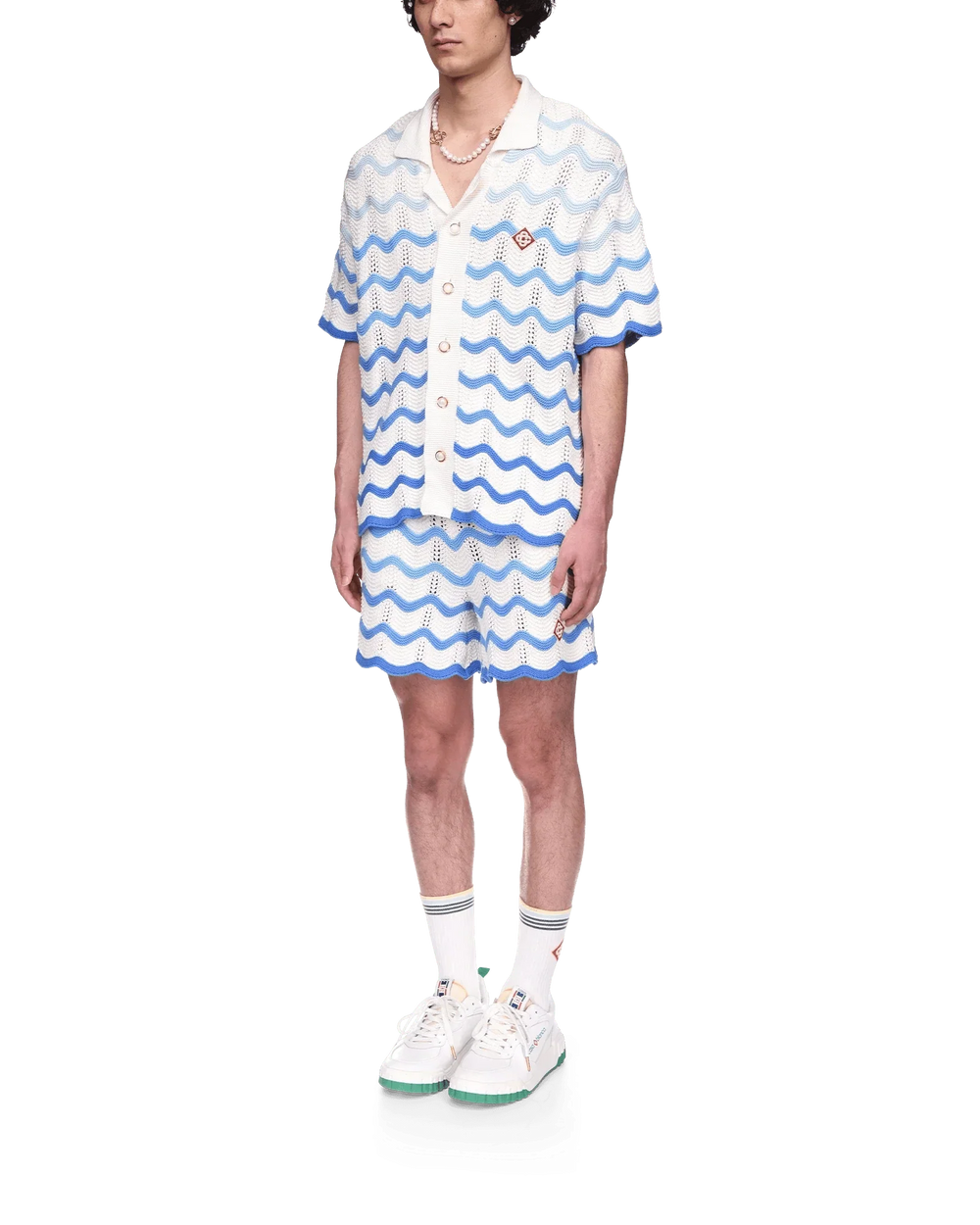 Wavy Gradient Crochet Shirt 2 Blanc - photo 3/6 - UrbanDrip
