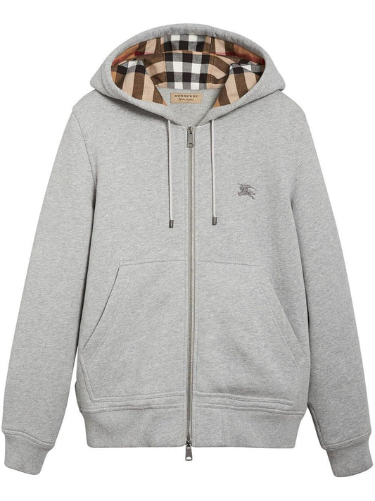 Sweat zippée à capuche carreaux Gris - UrbanDrip