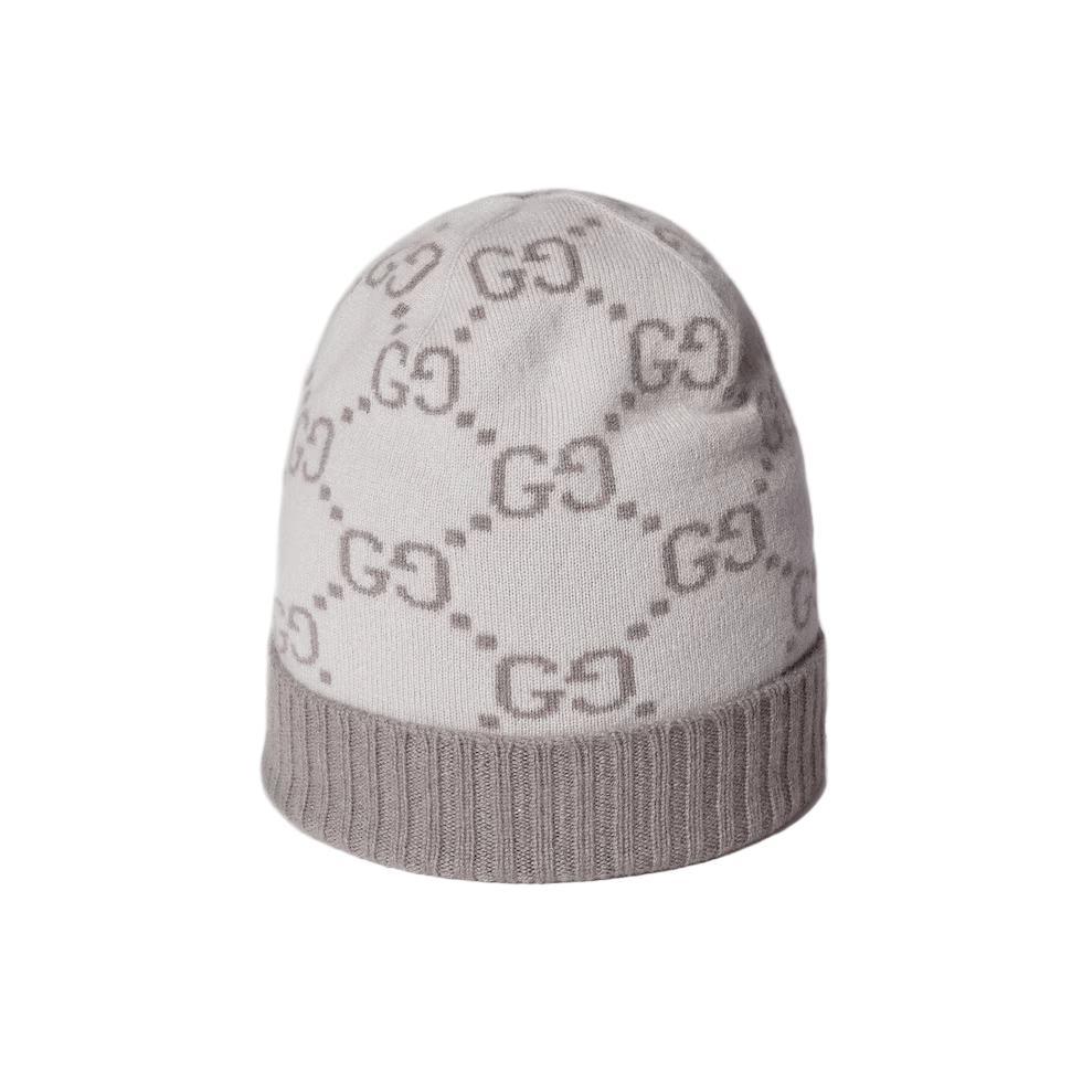 Écharpe Bonnet Et en jacquard de cachemire e Gris Clair - photo 1/2 - UrbanDrip