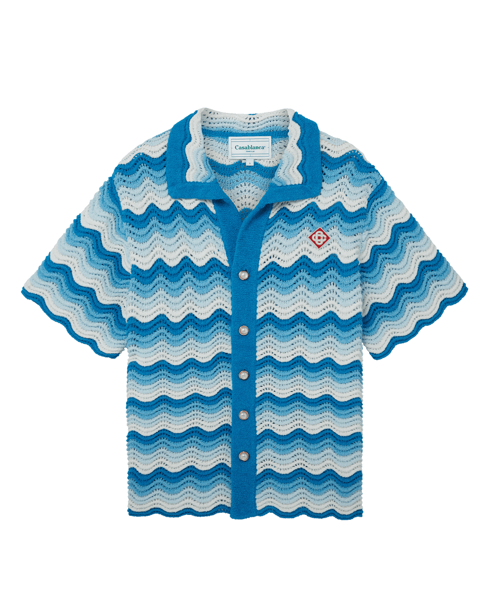 Wavy Gradient Crochet Shirt 3 Blanc - photo 1/5 - UrbanDrip